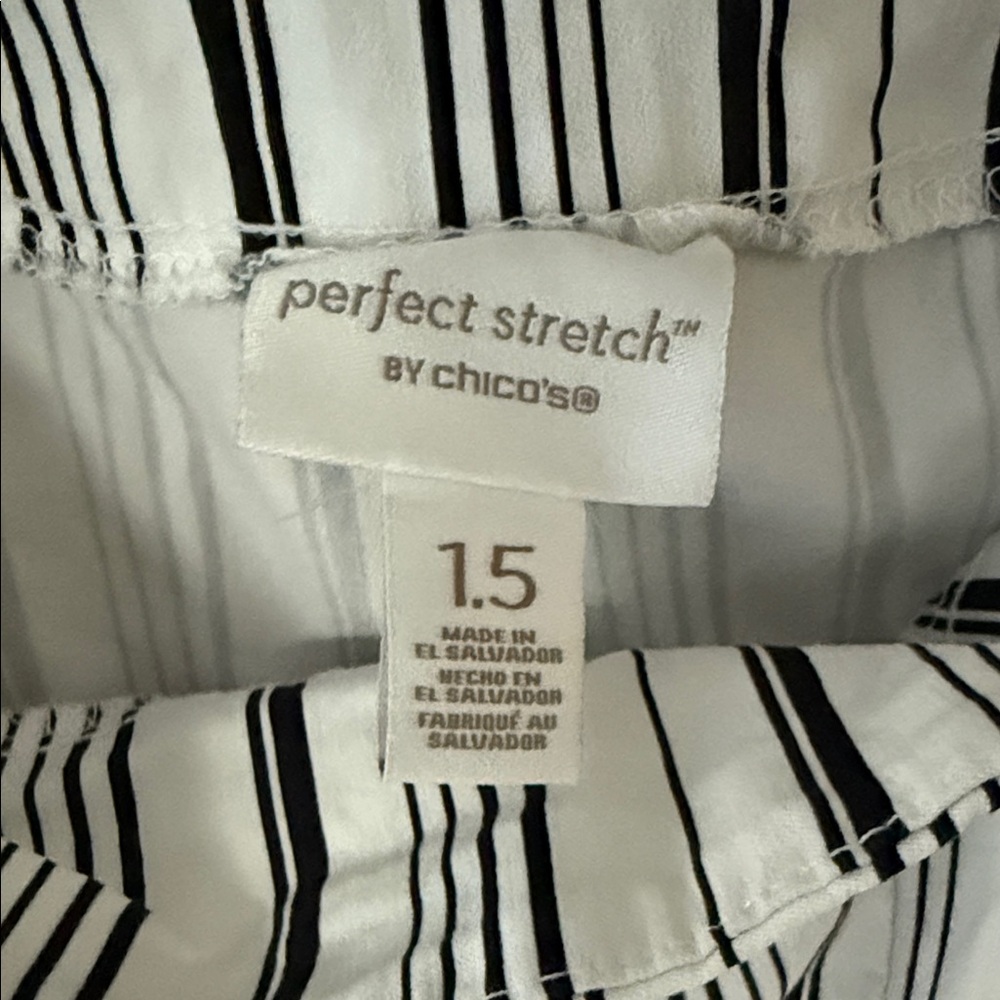 Chico's Black & White Vertical Stripe Pull-On Pants